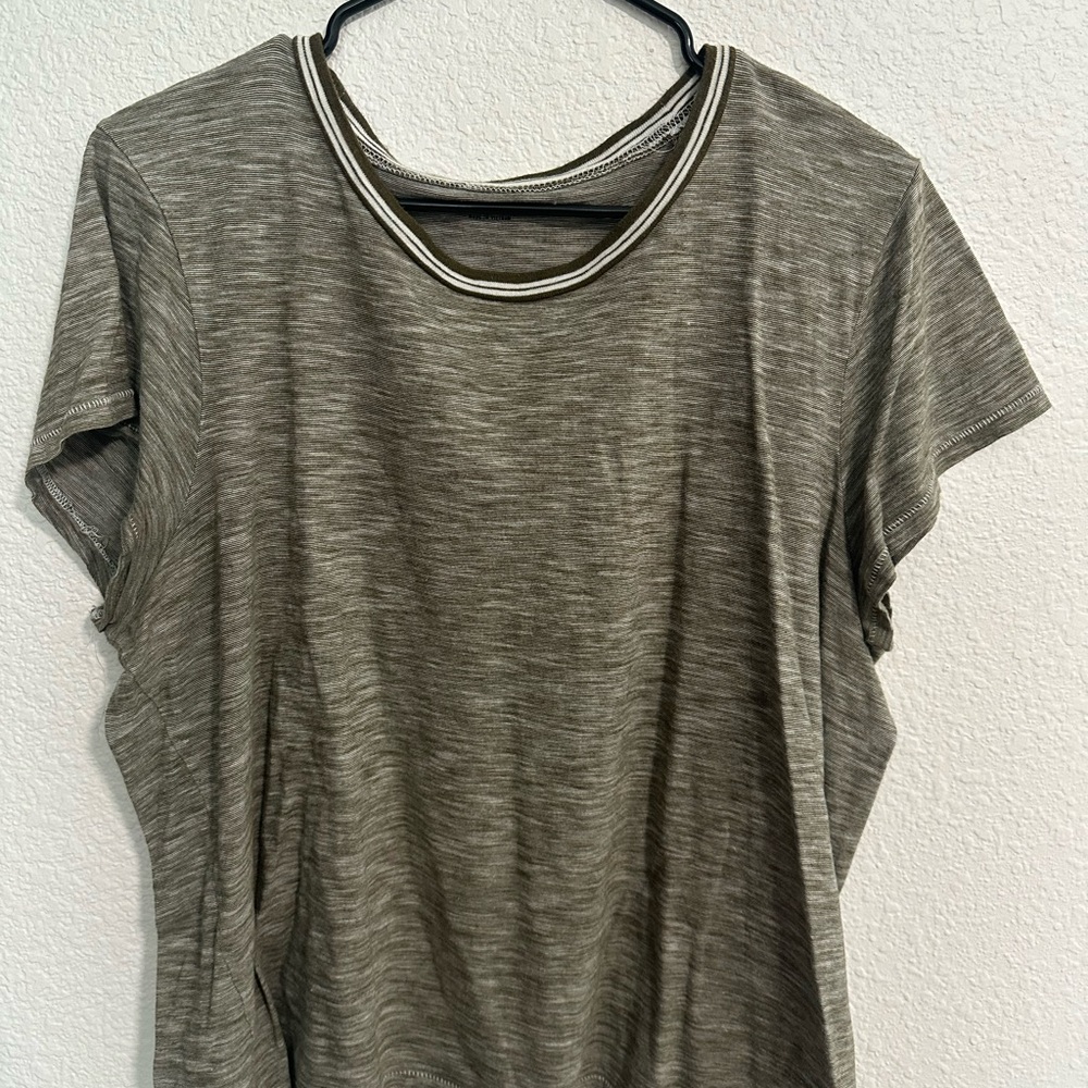 Madewell Whisper Cogton Ringer Tee in Green Stripe‎ XL casual